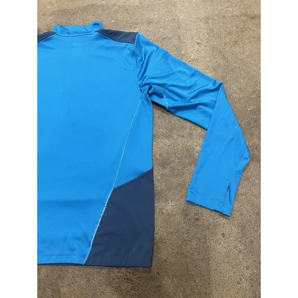 The North Face Shirt Mens Medium‎ Blue 1/4 Zip FlashDry Long Sleeve Hiking Trail